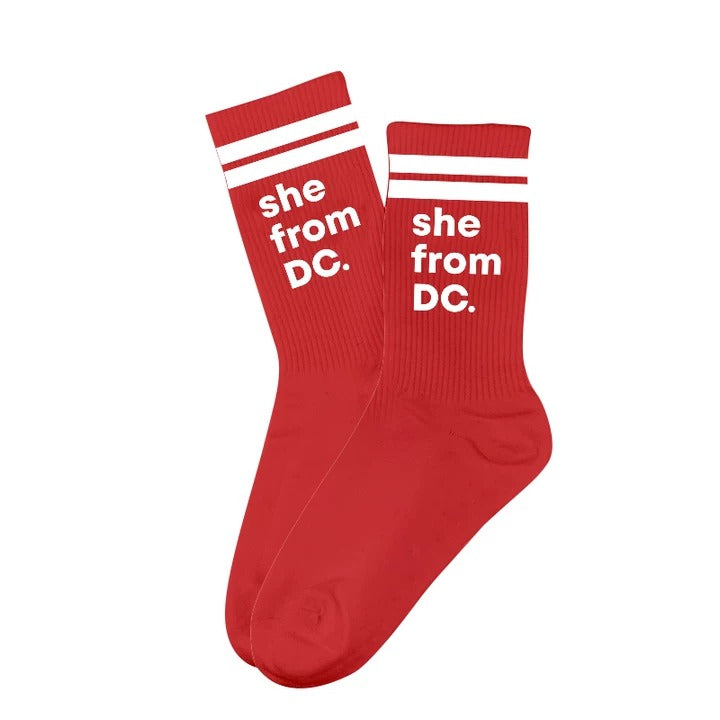 She From DC Cotton Crew Socks (red)